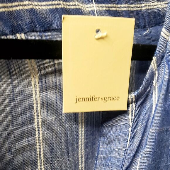 JENNIFER & GRACE, Beach Tunic  blue with white stripes size L - Picture 12 of 13